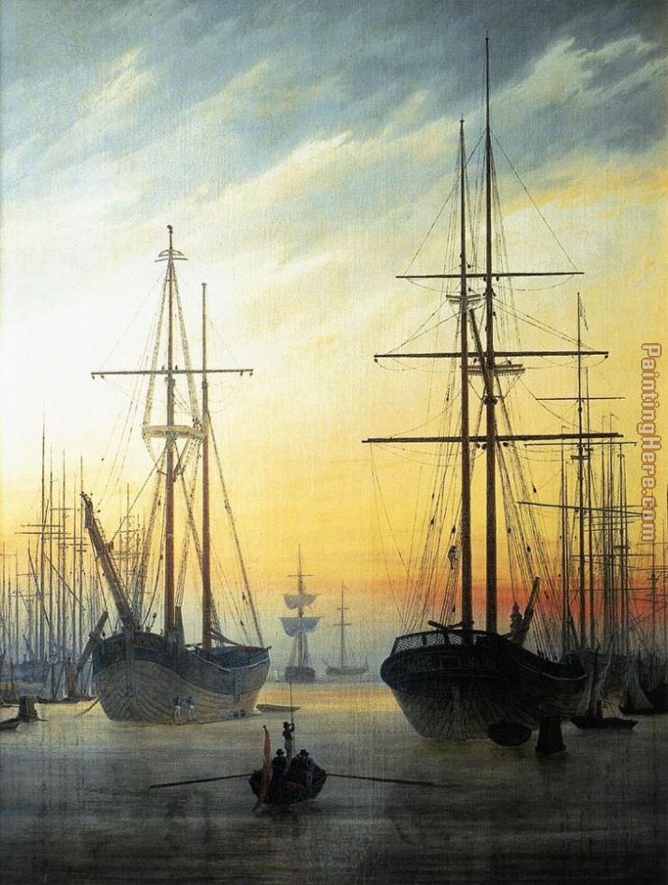 View of a Harbour painting - Caspar David Friedrich View of a Harbour art painting
